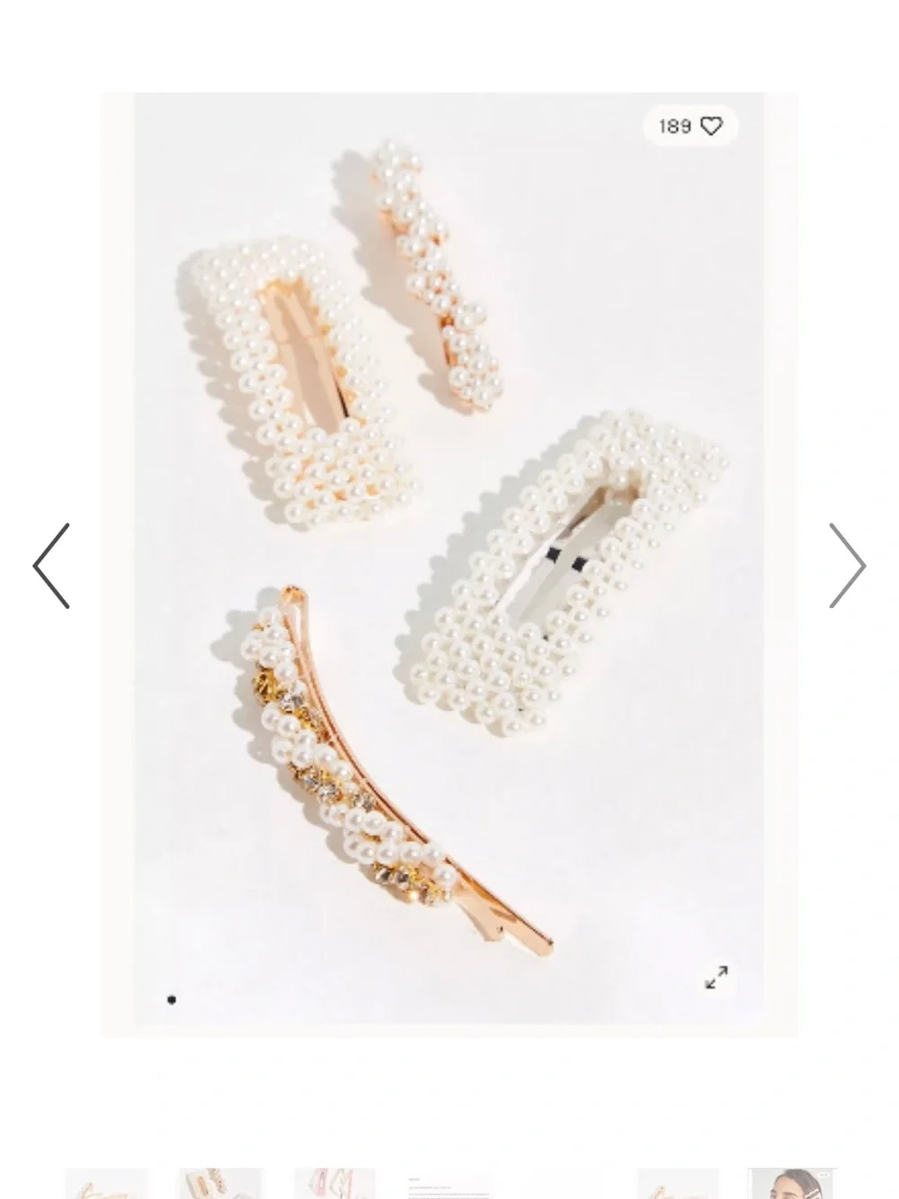 New🌟Free People-Cressida Pearl Barrette (Set of 4)-Gold